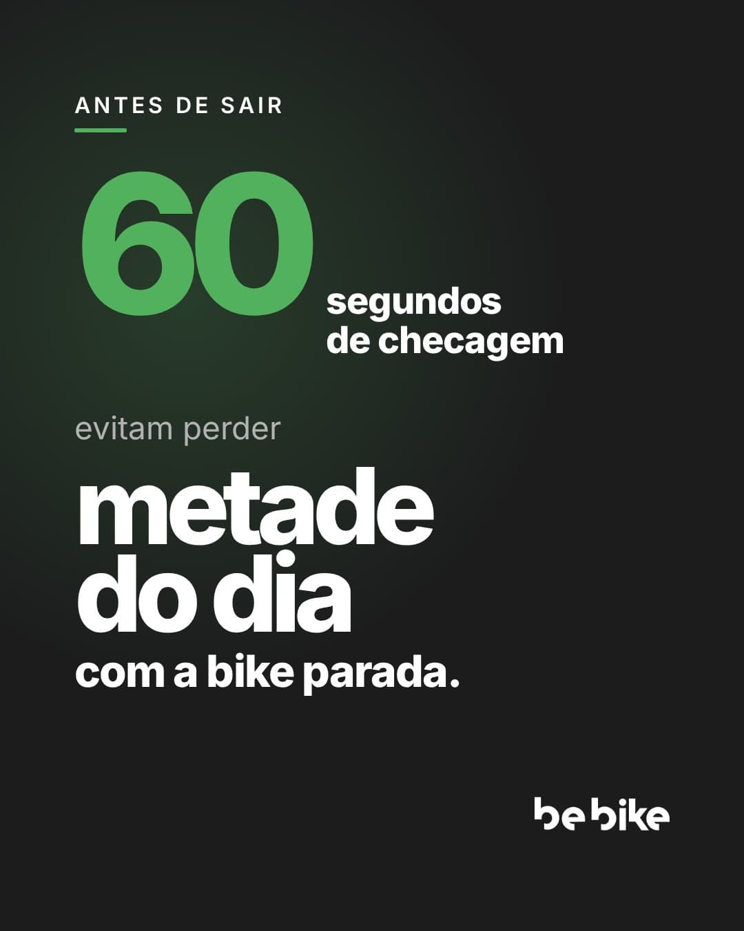 Post da Be Bike com uma orientação de checagem antes de pedalar.